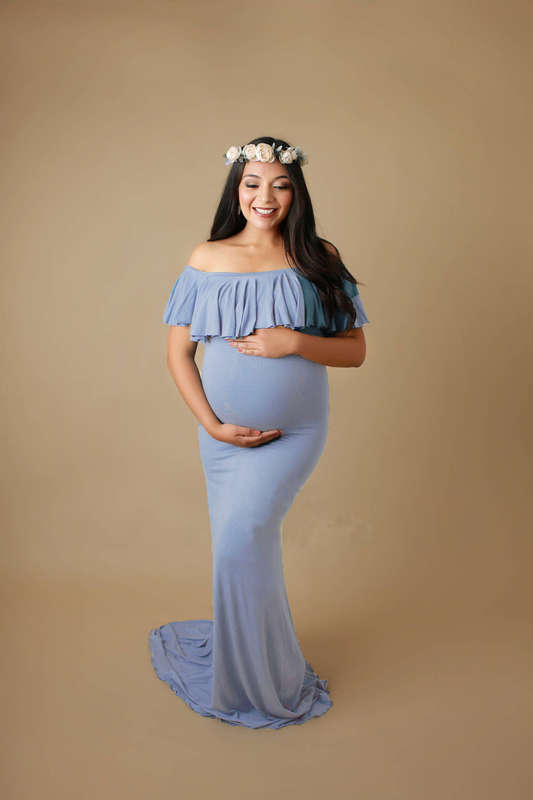 MATERNITY DRESSES/MATERNITY DRESS/BLUE MATERNITY DRESS/RUFFLE MATERNITY DRESS/MAXI MATERNITY DRESS