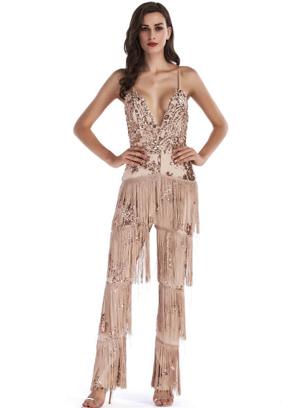 JUMPSUITS/JUMPSUIT/VINTAGE JUMPSUIT/DANCE JUMPSUIT/EVENING JUMPSUIT/TASSEL JUMPSUIT/SEQUIN JUMPSUIT