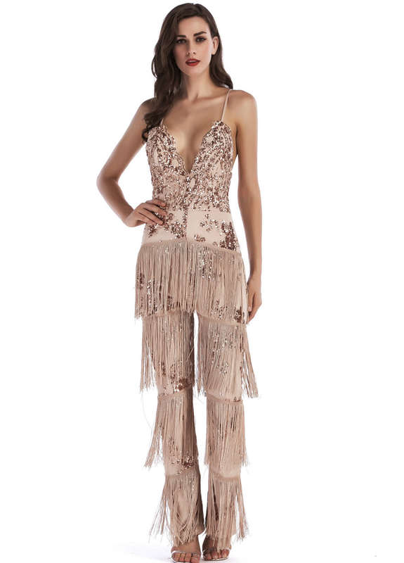 JUMPSUITS/JUMPSUIT/VINTAGE JUMPSUIT/DANCE JUMPSUIT/EVENING JUMPSUIT/TASSEL JUMPSUIT/SEQUIN JUMPSUIT
