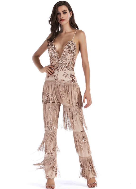 JUMPSUITS/JUMPSUIT/VINTAGE JUMPSUIT/DANCE JUMPSUIT/EVENING JUMPSUIT/TASSEL JUMPSUIT/SEQUIN JUMPSUIT