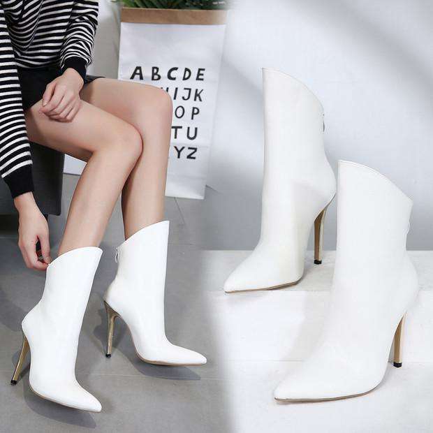 BOOTS/WOMENS BOOTS/WHITE BOOTS/SUEDE BOOTS/ANKLE BOOTS/STILETTO BOOTS/POINTED BOOTS/SEXY BOOTS