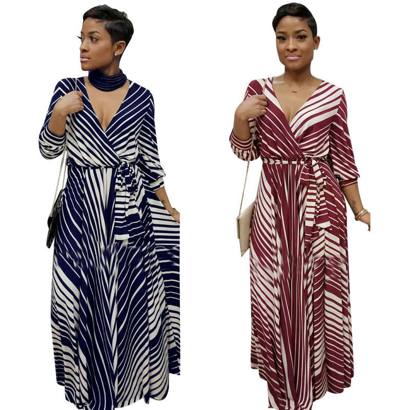 MAXI DRESS/MAXI DRESSES/BLUE MAXI DRESS/STRIPED MAXI DRESS/MAXI WRAP DRESS