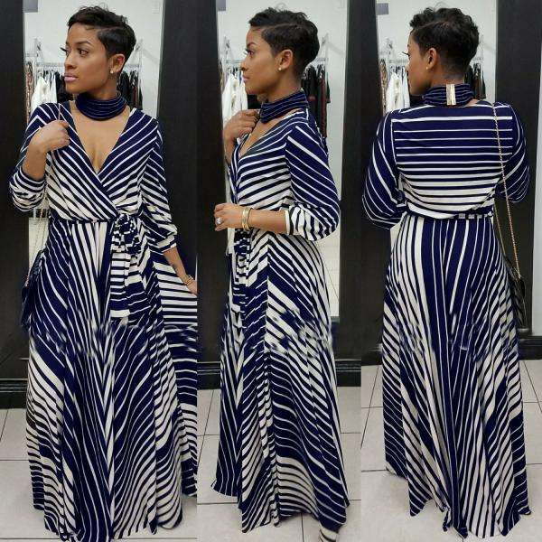 MAXI DRESS/MAXI DRESSES/BLUE MAXI DRESS/STRIPED MAXI DRESS/MAXI WRAP DRESS