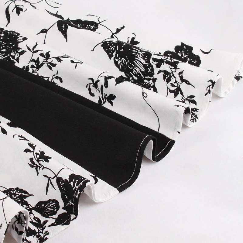 Vintage pleated white and black A-line dresses