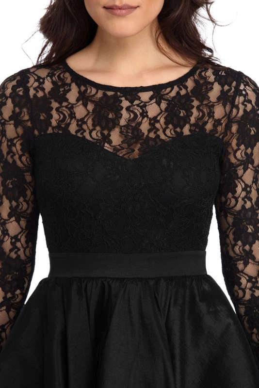Black lace evening hi-lo evening dresses