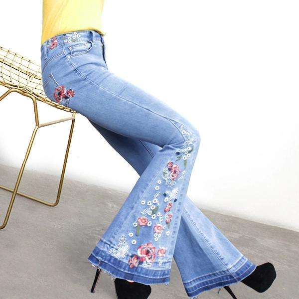 Womens blue flare bootleg bell bottom vintage denim jeans