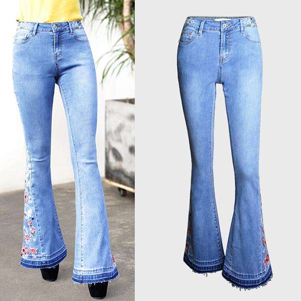 Womens blue flare bootleg bell bottom vintage denim jeans