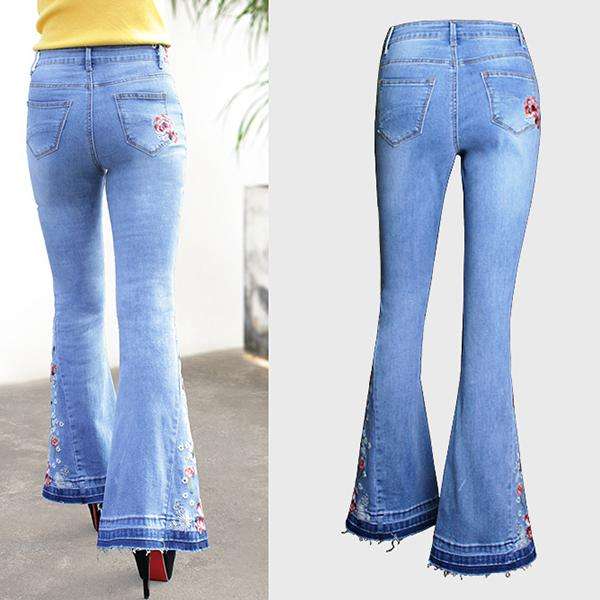 Womens blue flare bootleg bell bottom vintage denim jeans
