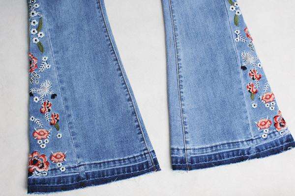 Womens blue flare bootleg bell bottom vintage denim jeans