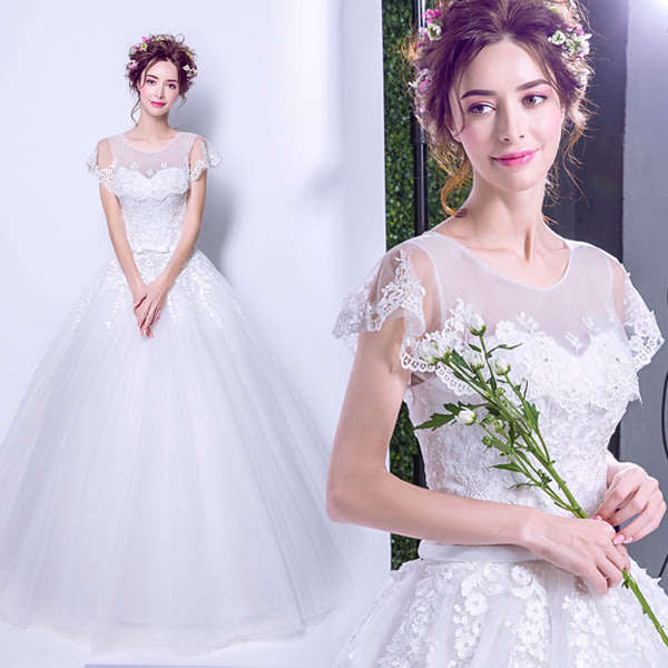 White Lace Princess Wedding Dresses
