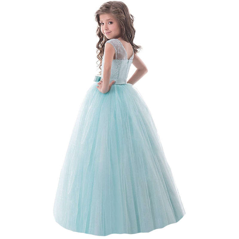 Girls dress flower girls party green maxi dresses