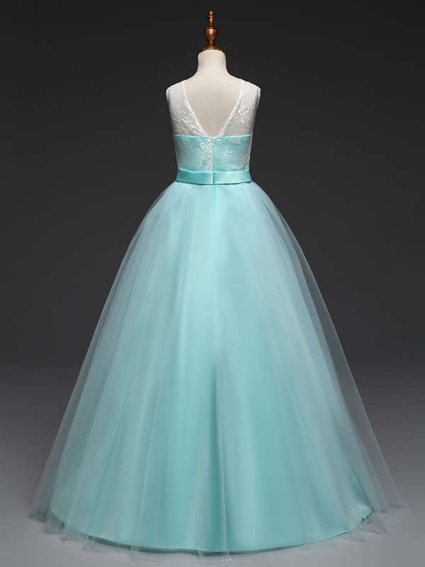 Girls dress flower girls party green maxi dresses