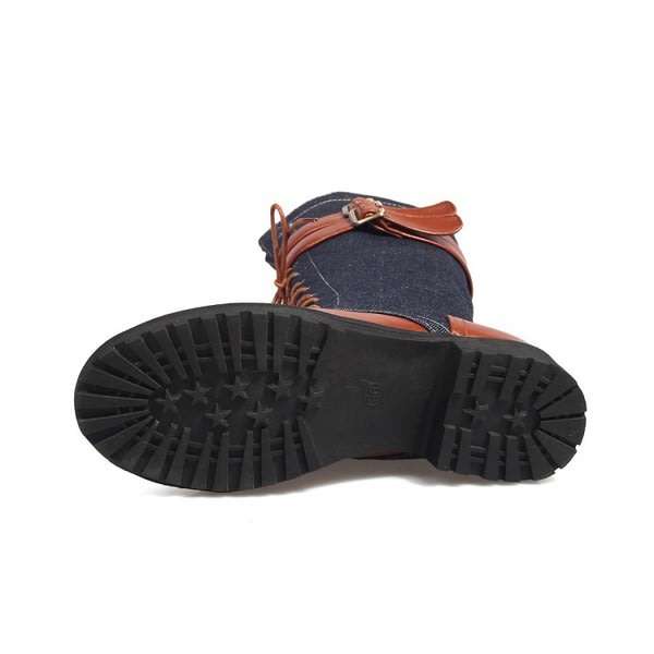BOOTS/BOOT/WOMEN'S BOOTS/DENIM BOOTS/BIKER BOOTS/BUCKLE STRAP BOOTS/LACE UP BOOTS