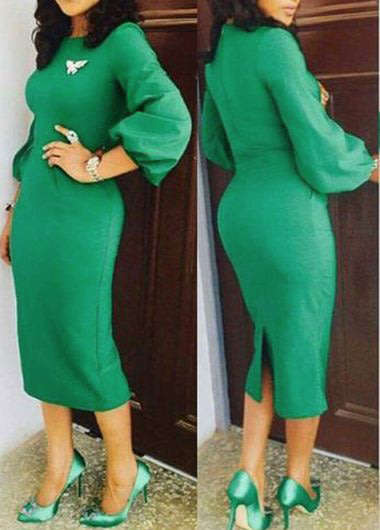 Dresses green formal office pencil dress