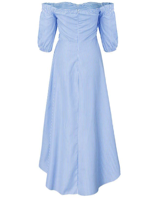 DRESS/DRESSES/HI LOW DRESS/OFF SHOULDER DRESS/LIGHT BLUE DRESS/CASUAL DRESS/CASUAL SUNDRESS