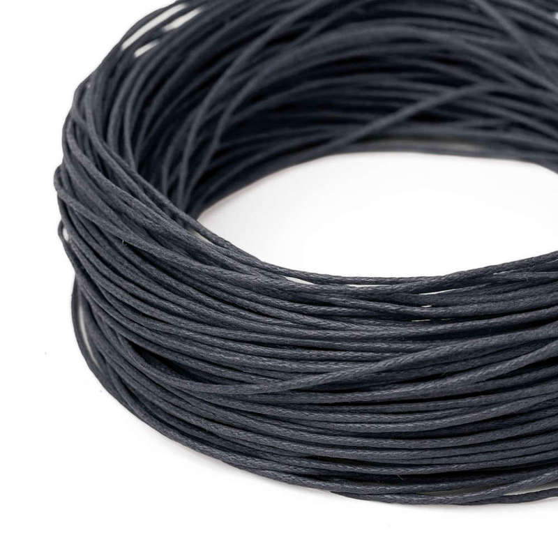 Waxed Kumihimo Craft/Beading Cord Black 1.5mm