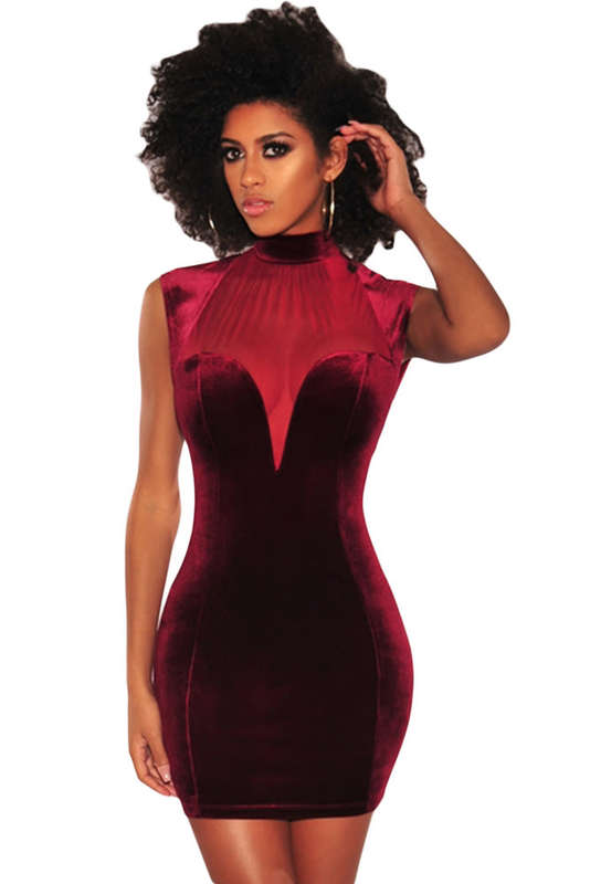 Red Velvet Bodycon Formal Party Dresses