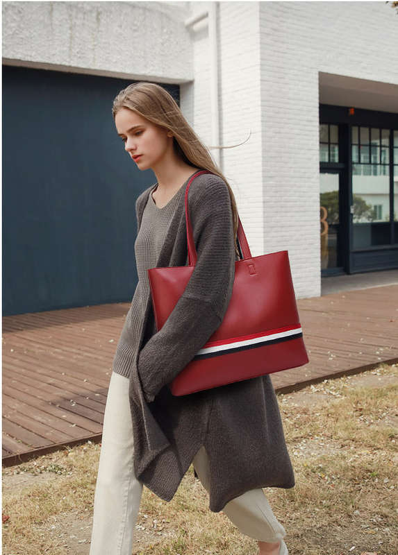 HANDBAGS/WOMENS HANDBAGS/HANDBAG SET/TOTE BAG SET/WINE RED TOTE BAG SET/2 PIECE HANDBAG SET