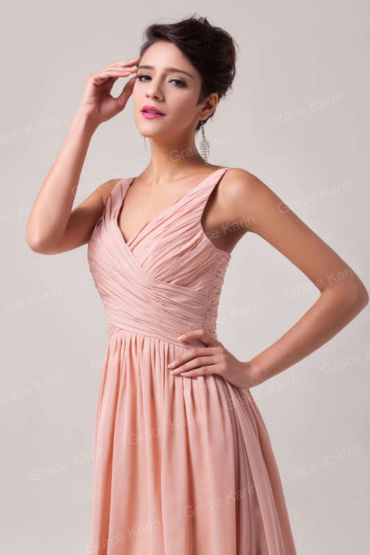 Pink Chiffon Bridesmaid Evening Dresses For Ladies