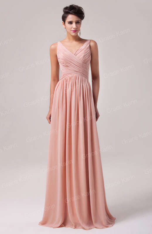 Pink Chiffon Bridesmaid Evening Dresses For Ladies