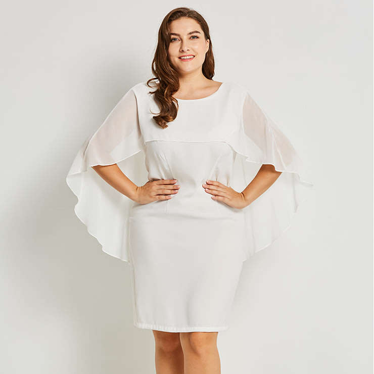 DRESSES/PLUS SIZE DRESSES/PLUS SIZE WHITE DRESS/PLUS SIZE CHIFFON DRESS/PLUS SIZE FORMAL DRESS