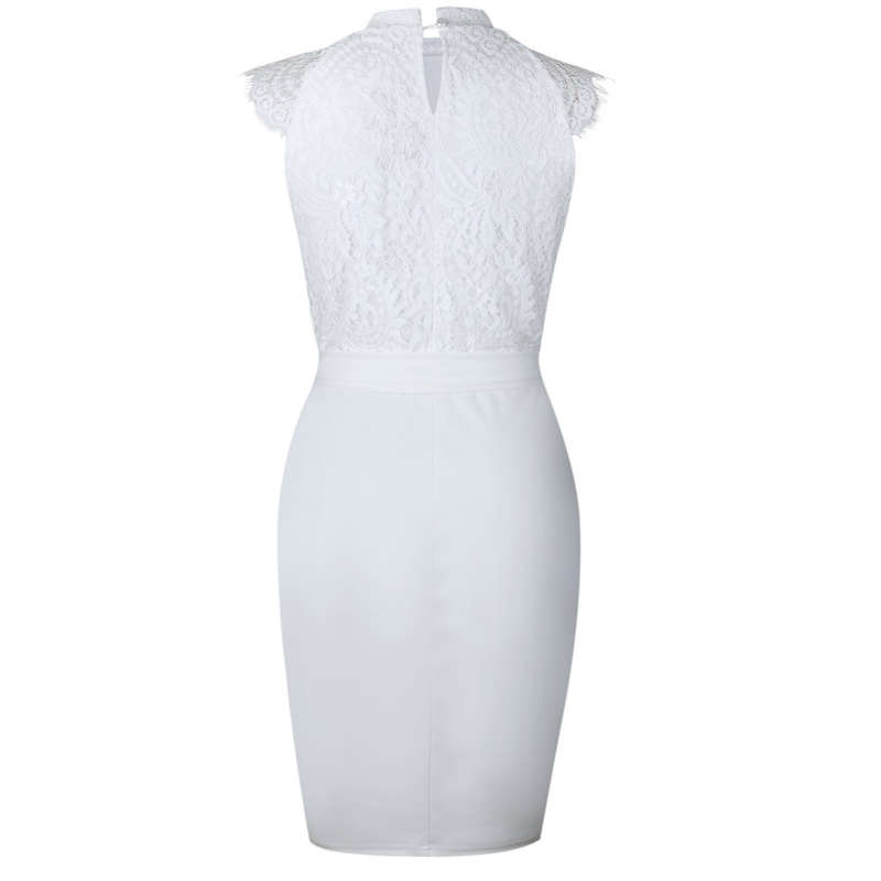 White Bodycon Cocktail Party Evening Lace Dresses