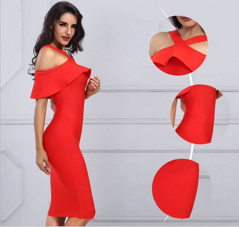 DRESS/RED DRESS/HALTER DRESS/SHEATH DRESS/PARTY DRESS/SEXY DRESS/COCKTAIL DRESS/FALBALA DRESS