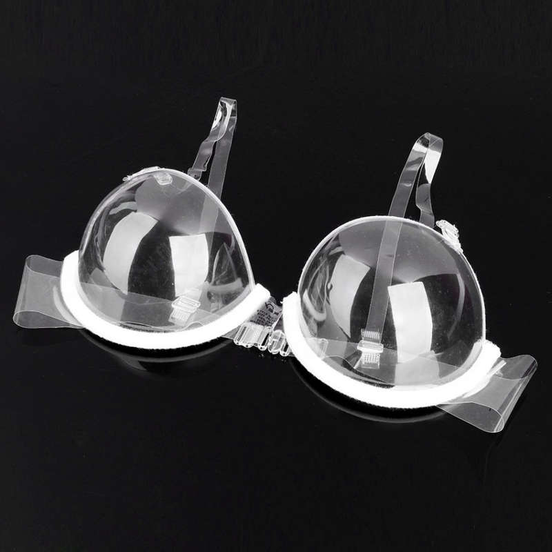 Transparent Plastic 3/4 Cup Clear Adjustable Strap Women's Invisible Bras
