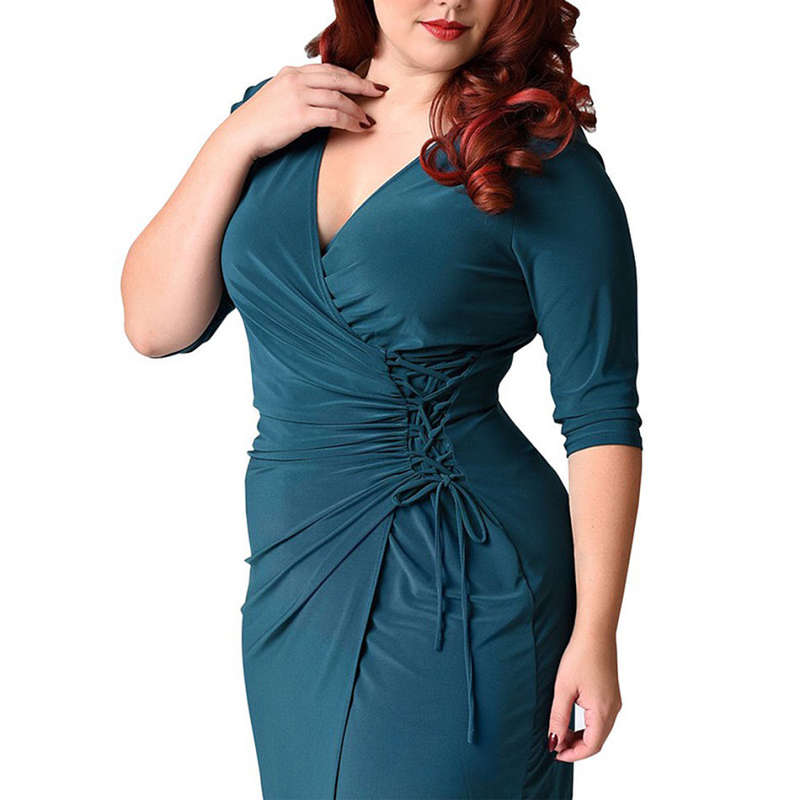 Green Bodycon Plus Size Asymmetric Cocktail Party Dresses