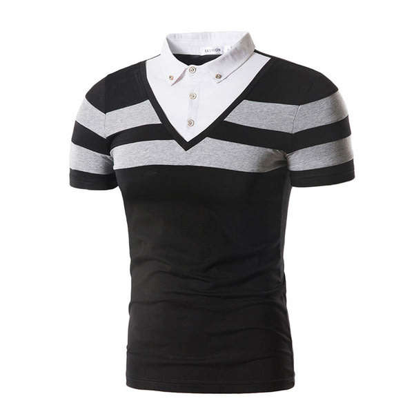 Black Short Sleeve Striped Polo Shirt - S/M/L/XL/2XL