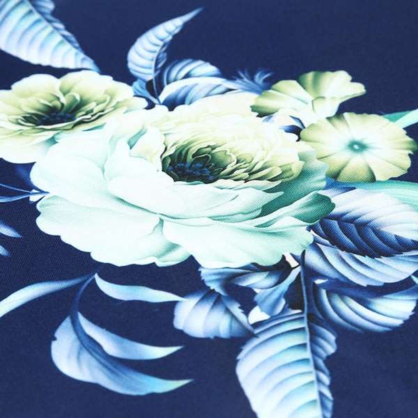 Blue Long Sleeve Floral Print Formal Office Dress - S/M/L/XL