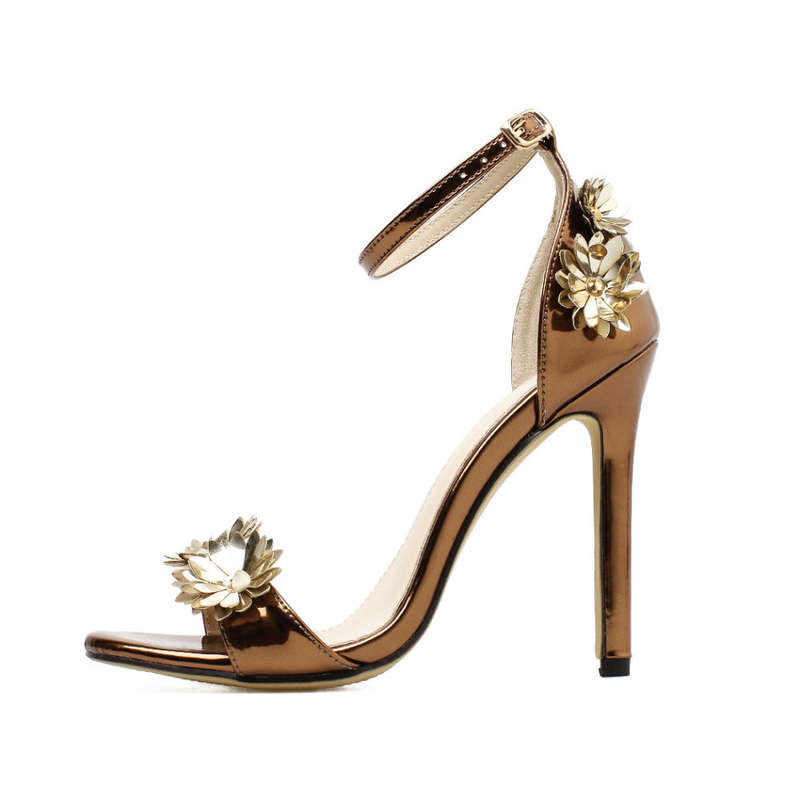 Bronze High Heel Open Toe Stiletto Sandals - LOCAL STOCK - Size 37