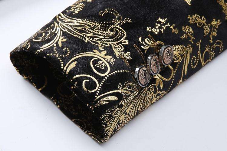Men Golden Paisley Blazer Suit Jacket