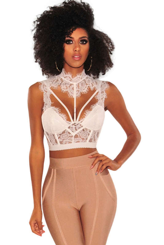 White Lace Bustier Crop Top