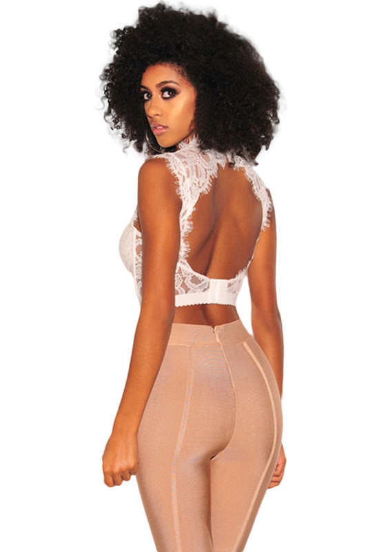White Lace Bustier Crop Top