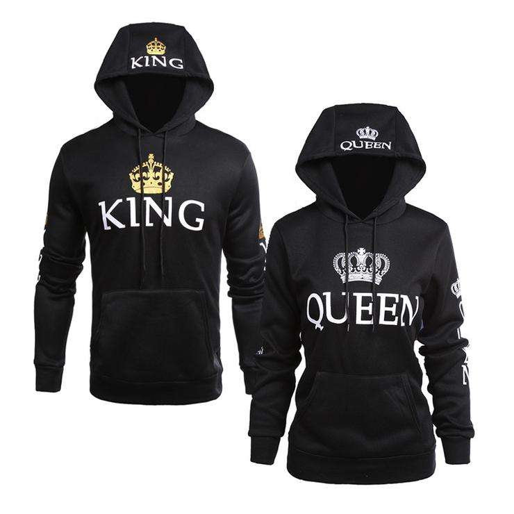 Black Royal King & Queen Couple Hoodies - Male M