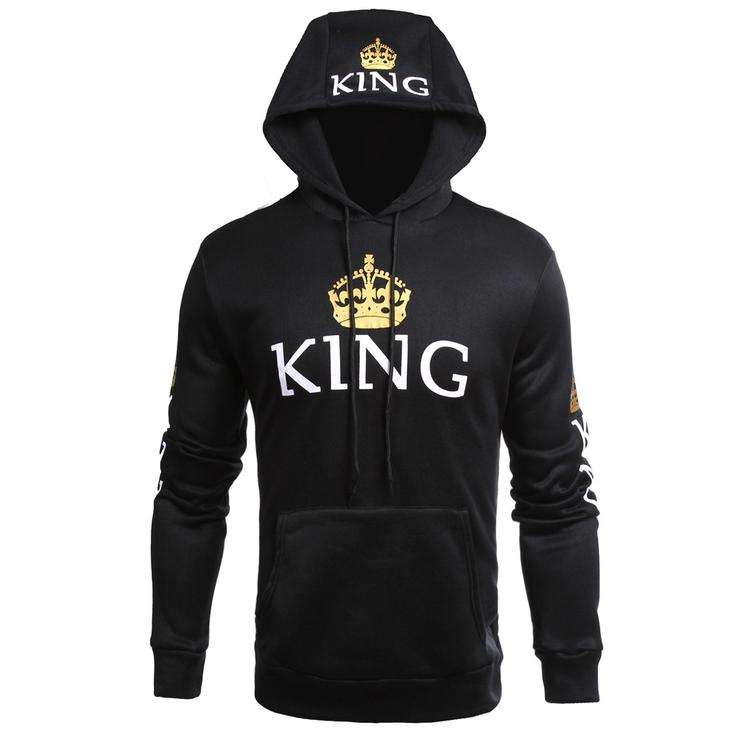 Black Royal King & Queen Couple Hoodies - Male M