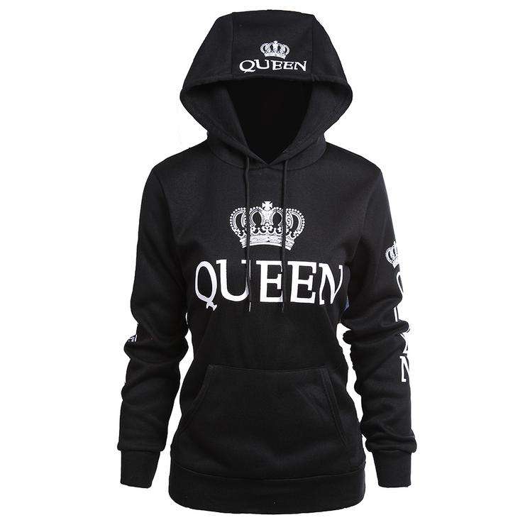 Black Royal King & Queen Couple Hoodies - Male M