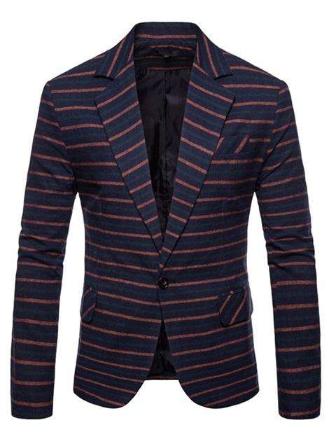 Orange Stripe One Button Mens Slim Fit Blazer - 2XL