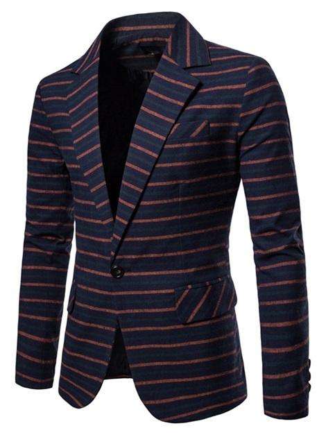 Orange Stripe One Button Mens Slim Fit Blazer - 2XL