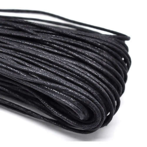 Cord, Waxed Kumihimo Beading Craft Cord Black 1.5mm - 1M