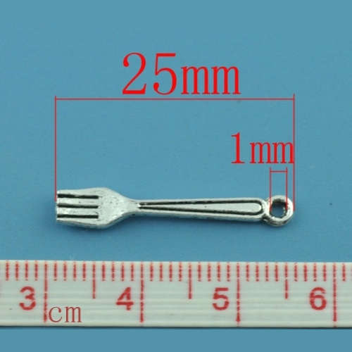 Charms, Tibetan Silver Mini Fork Charms 23mm (Loose)