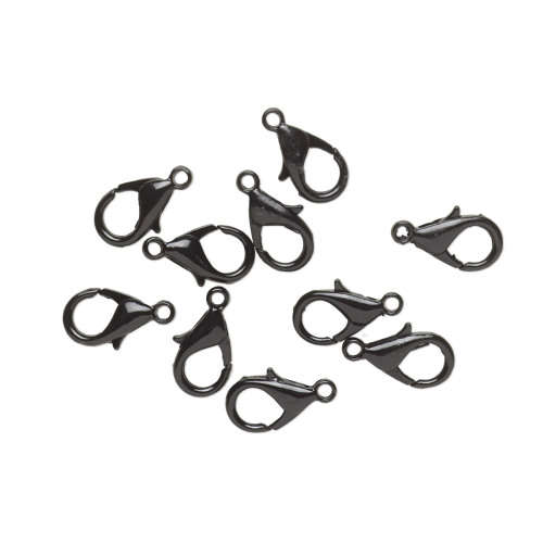 Findings, Clasps & Hooks, Gunmetal Black Lobster Clasps, 12x7mm (10 Pcs)
