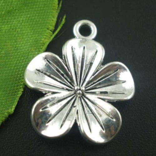 Charms, Antique Silver Lily Flower Metal Charms, 27mm (1Pc)