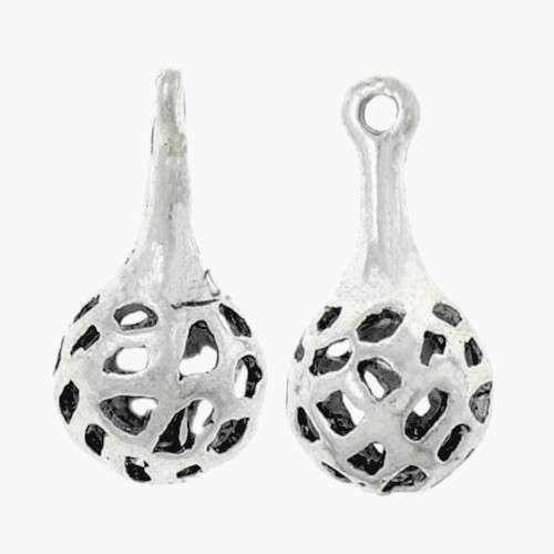 Pendants, Antique Silver, Vintage, Teardrop, Hollow, Filigree, 10mm (1Pc)