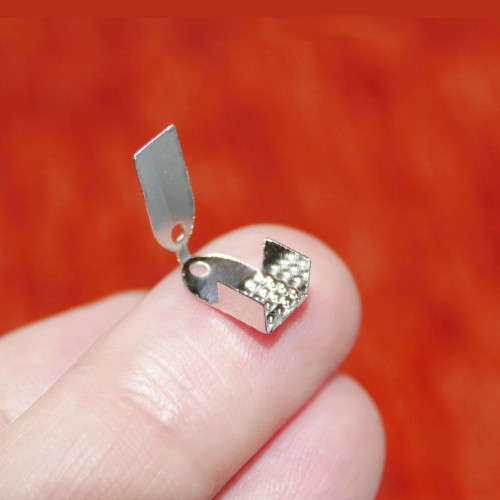Crimps, Shiny Silver Plated Fold Over End Crimps, Cord Ends For Leather And Cord, 5mm (50Pcs)