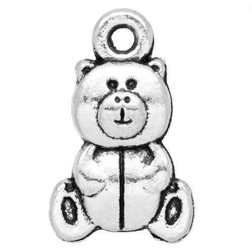 Charms & Pendants, Antique Silver Small Teddy Bear Charms, 16mm (Loose)