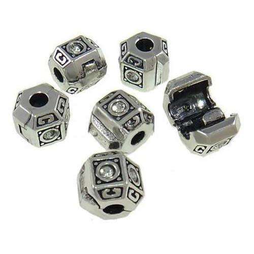 Beads, Stopper Beads, Metal Beads, AB Crystal Rhinestone Hinged Stopper Beads, 10mm (Loose)
