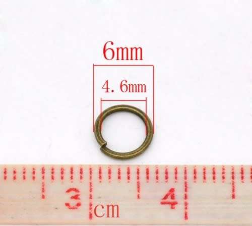 Jump Rings, Round, Bronze, 6mm (300Pcs)