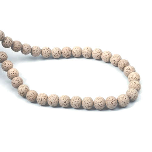 Natural Beads, Beige Round Lava Stone Gemstone Volcanic Basaltic Beads, 10mm (23 Pcs)